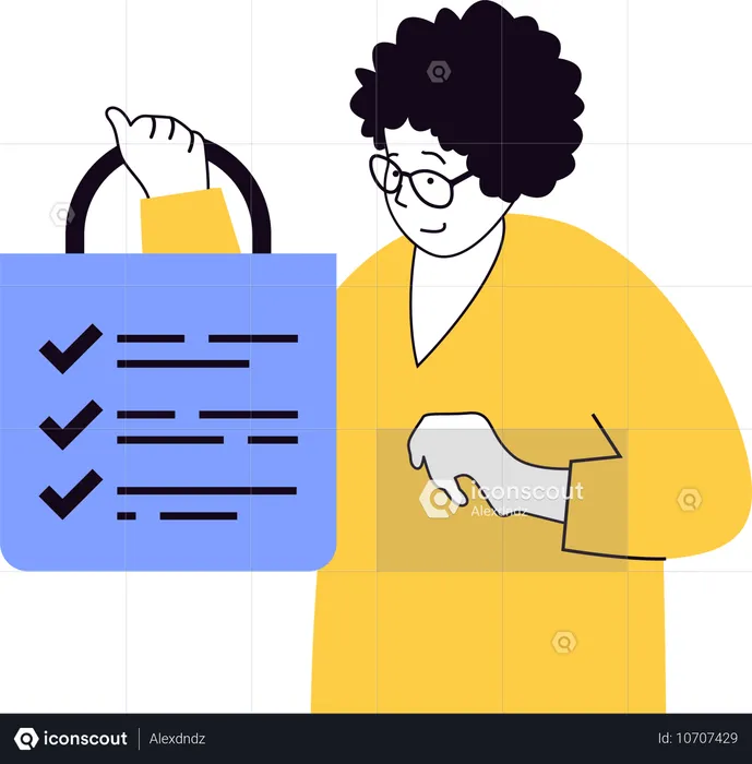 Woman holding shopping bag  Illustration