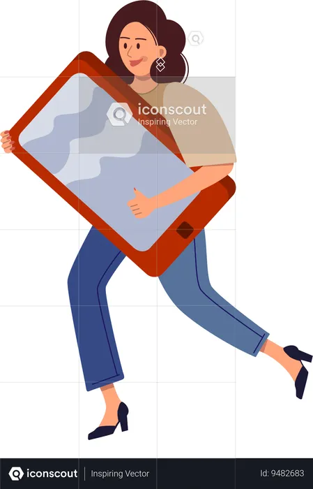 Woman holding smartphone  Illustration