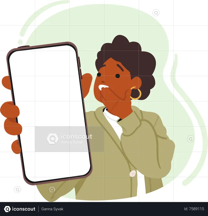 Woman Holding Smartphone  Illustration