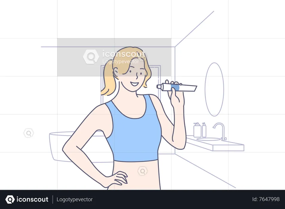 Woman holding toothpaste  Illustration