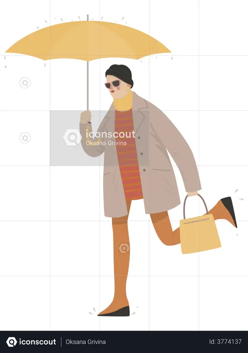 Woman holding umbrella  Illustration