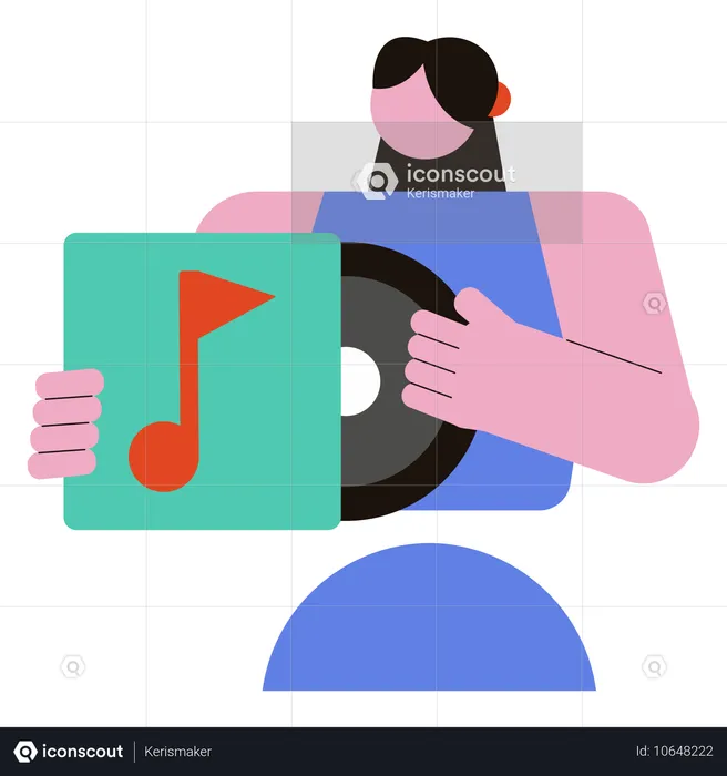 Woman holding Vinyl Record  Illustration