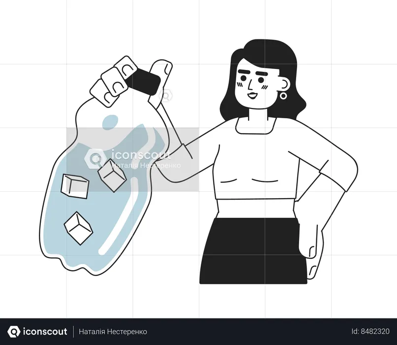 Woman holding water bottle  Illustration