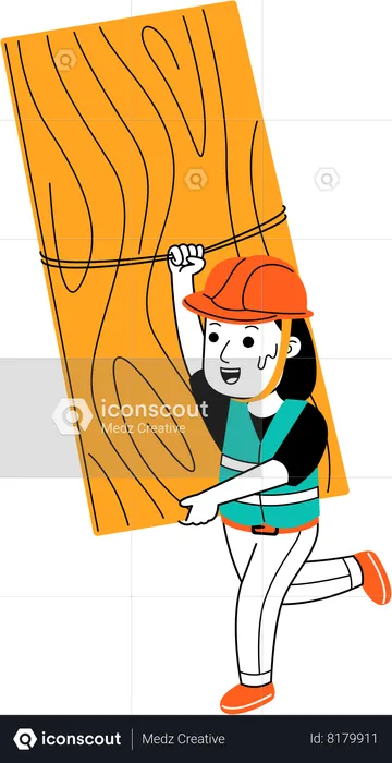 Woman holding wooden plate  Illustration