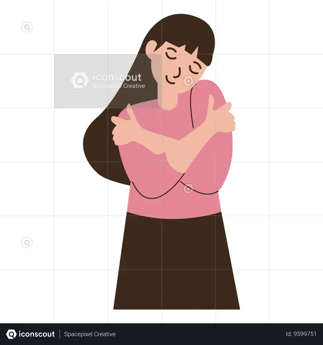 Woman hugging herself  Illustration