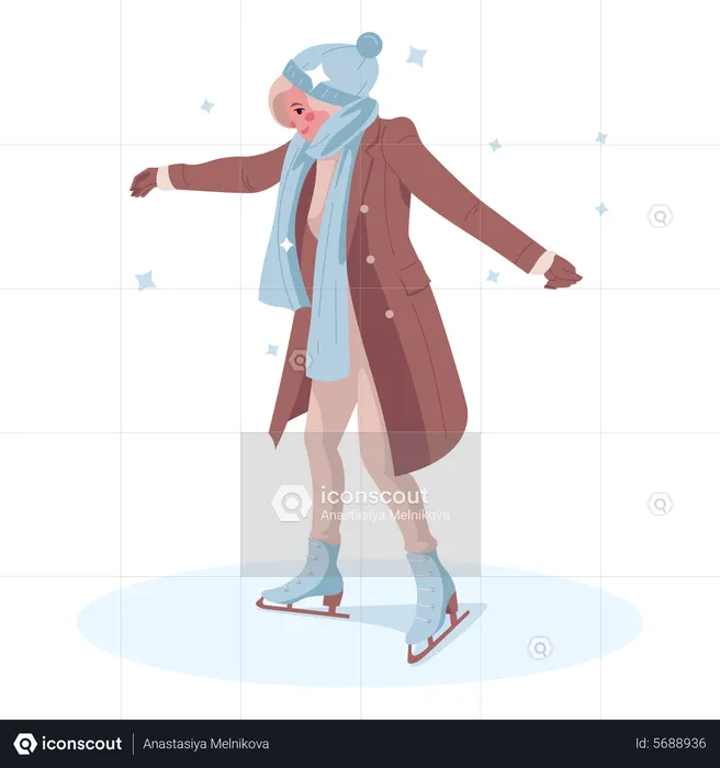 Woman ice skating  Illustration