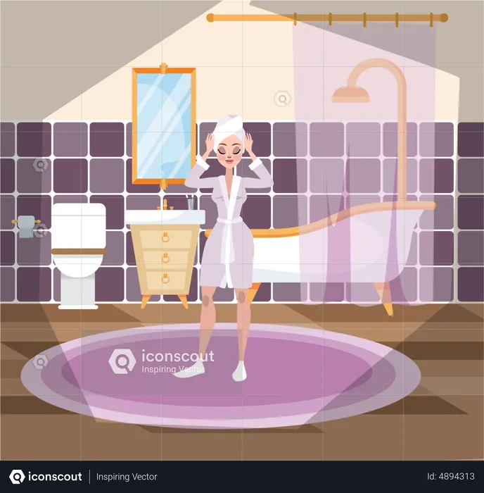Woman in bathroom  Illustration