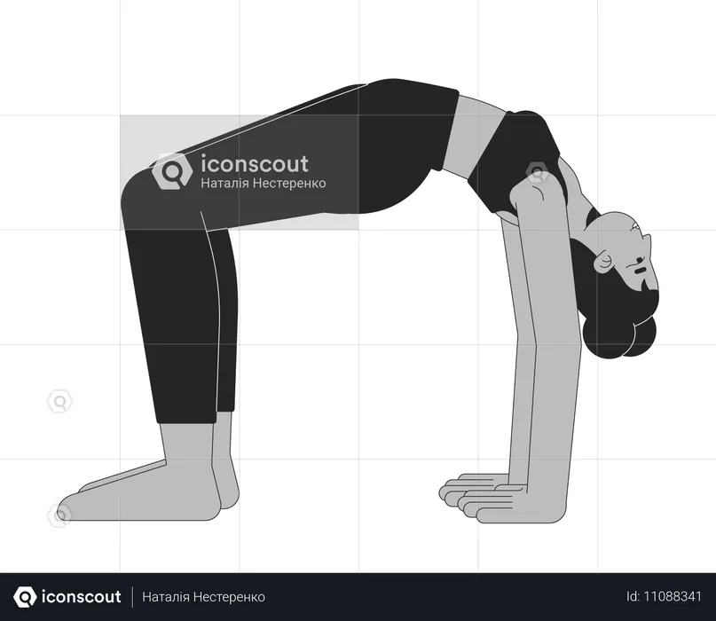 Woman in bridge yoga pose  Illustration