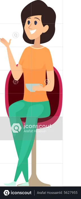 Woman In Cafe  Illustration