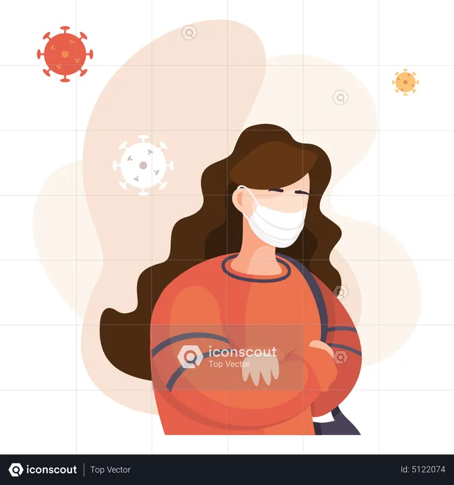 Woman in facemask  Illustration