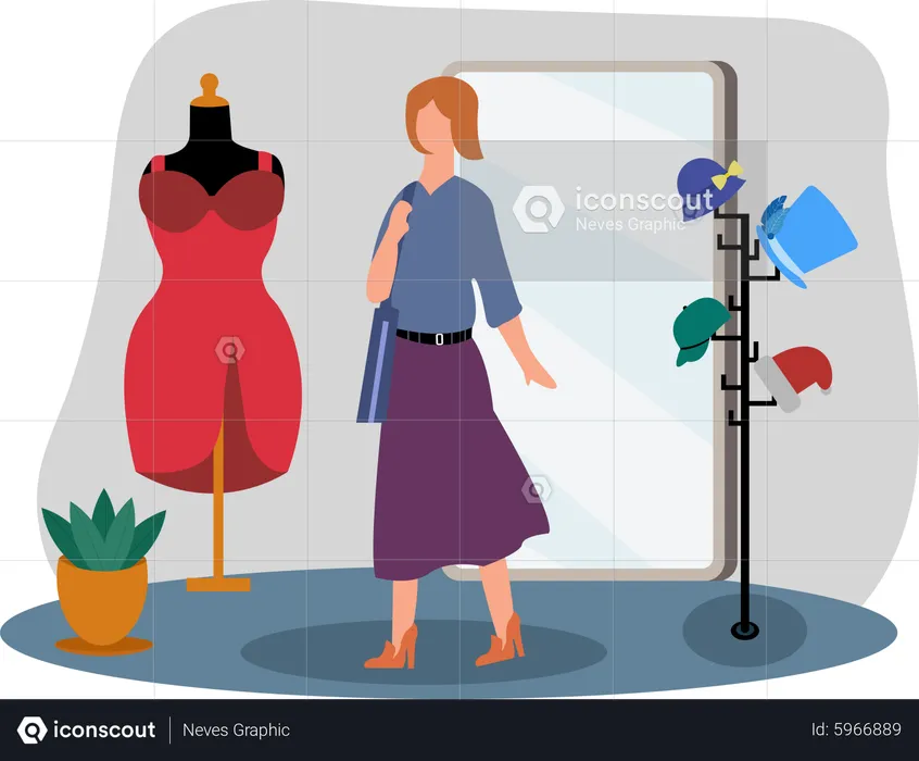 Woman in Fashion store  Illustration