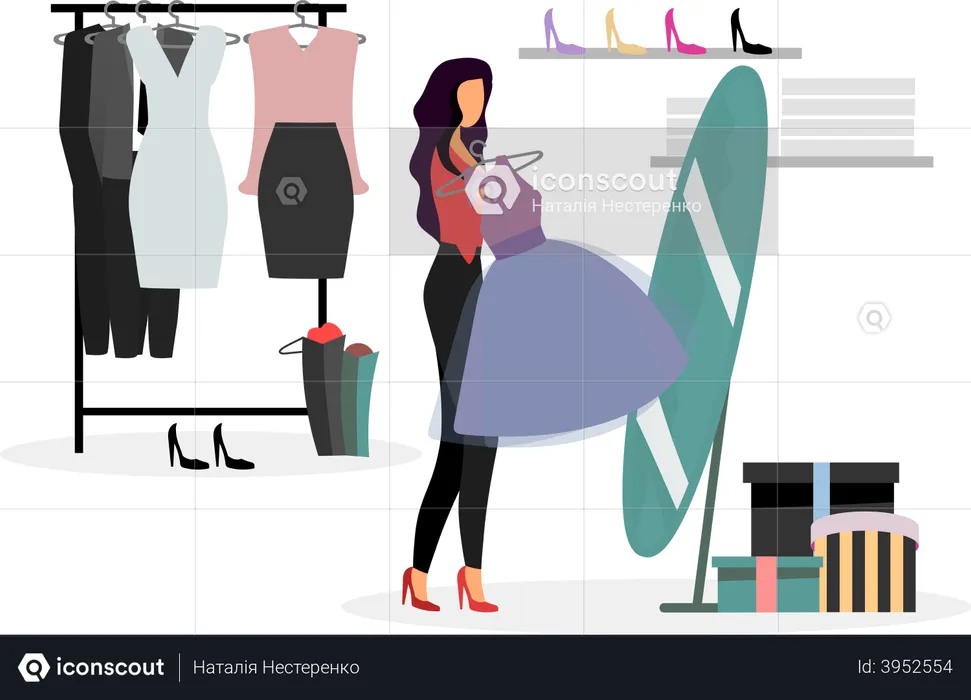 Woman in fitting room  Illustration