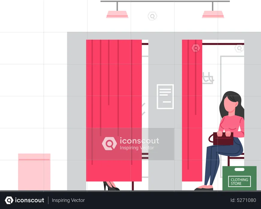 Woman in fitting room  Illustration
