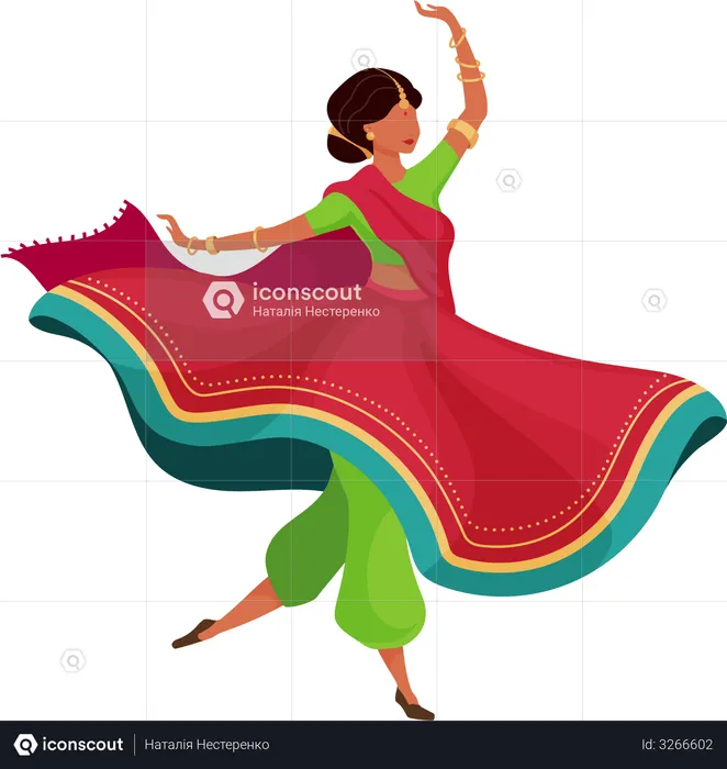 Woman in flowing sari  Illustration
