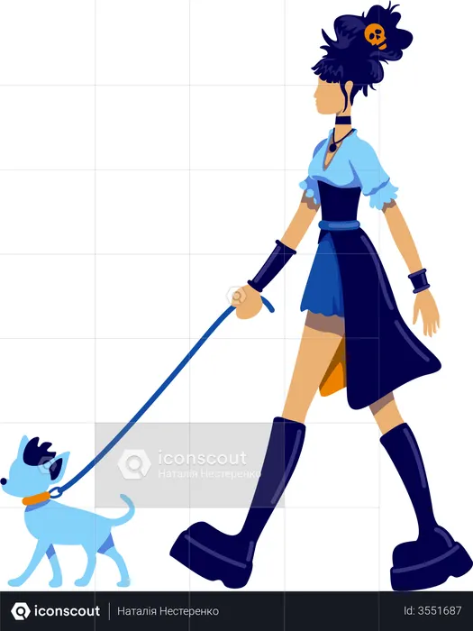 Woman in goth outfit  Illustration