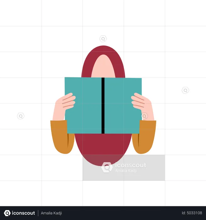 Woman in hijab reading book  Illustration