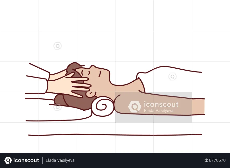 Woman in massage parlor lies on couch  Illustration