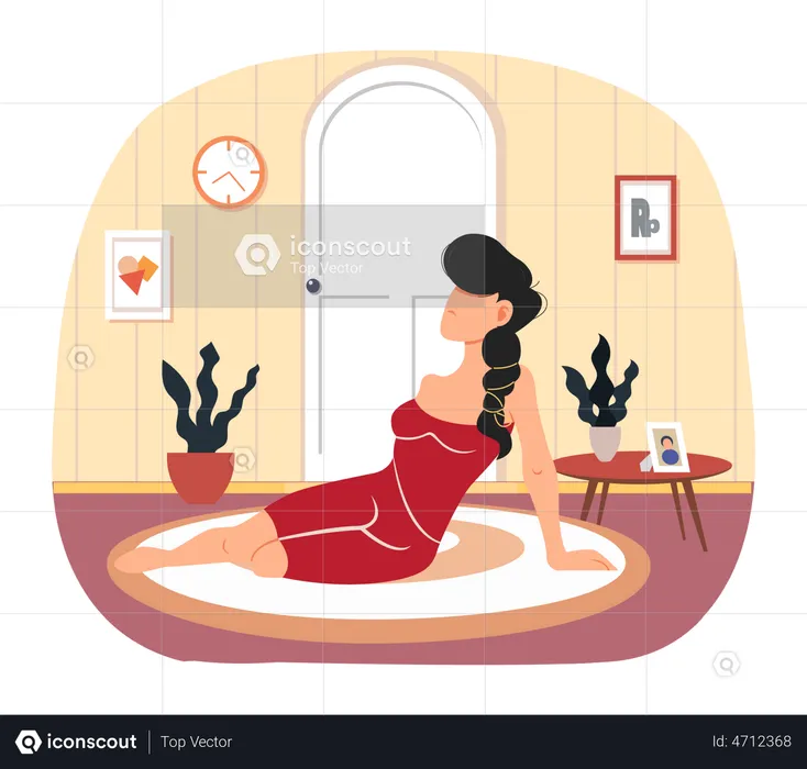 Woman in nightwear lies on floor  Illustration