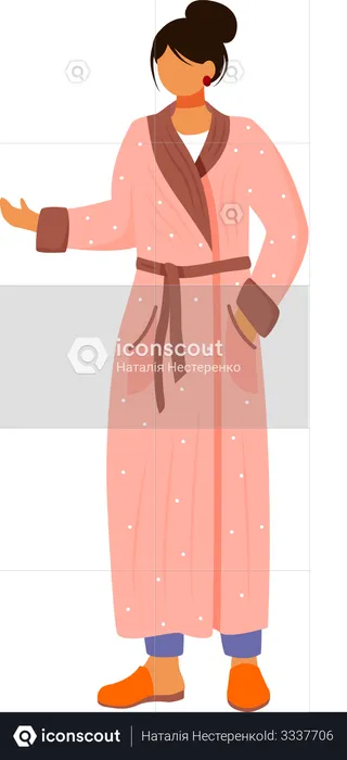 Woman in pastel bathrobe  Illustration