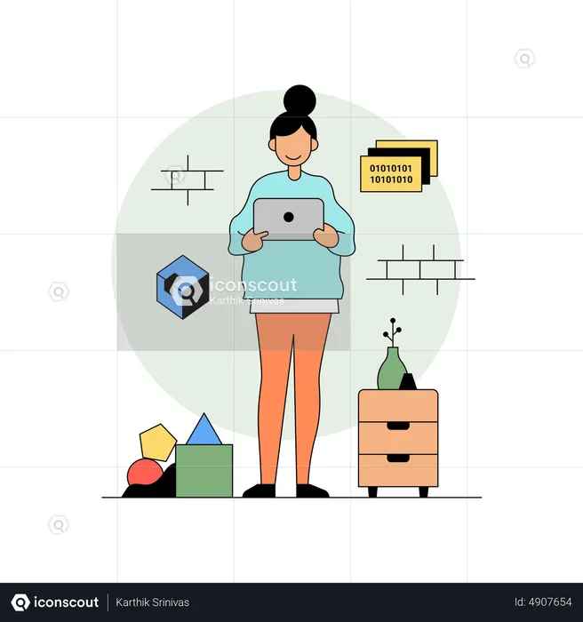 Woman in programming and development  Illustration
