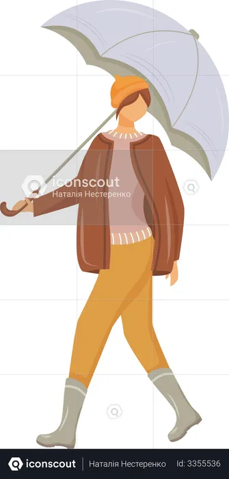 Woman in pullover and jacket  Illustration