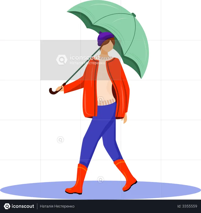 Woman in pullover and red jacket  Illustration