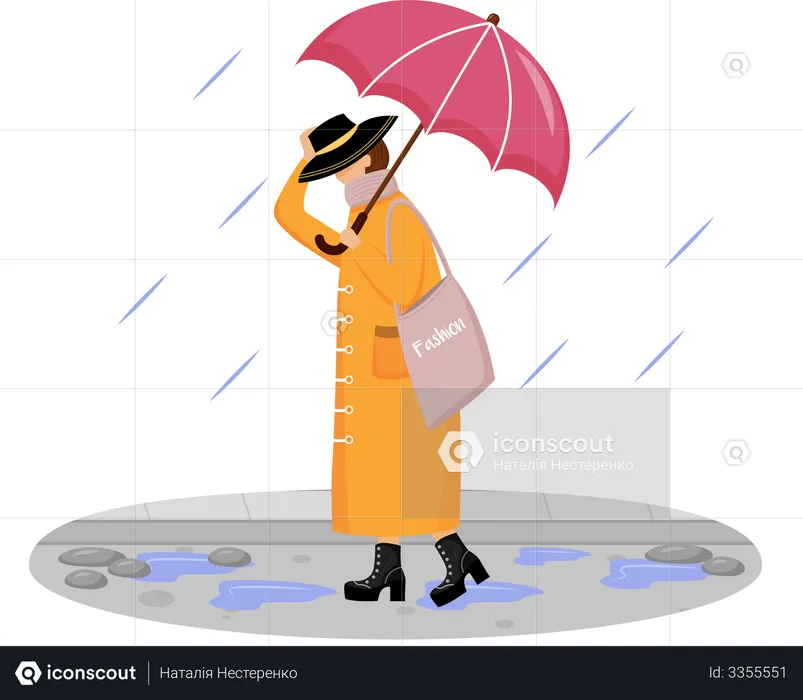 Woman in raincoat  Illustration