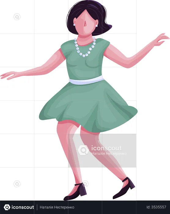 Woman in retro clothes dancing  Illustration