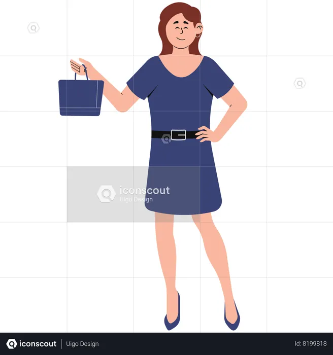 Woman in Short Dress Outfit  Illustration