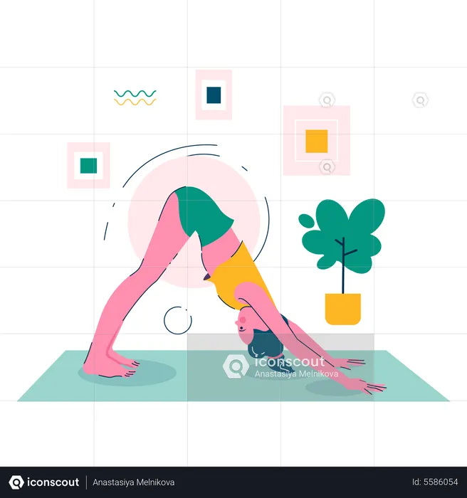 Woman in Stretch pose of Yoga  Illustration