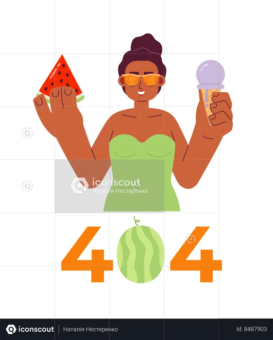 Woman in swimsuit Eating ice cream  Illustration