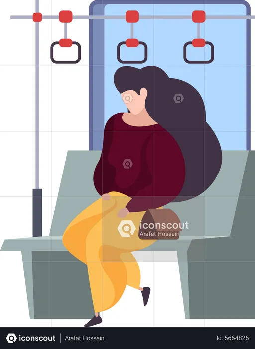 Woman In Train  Illustration