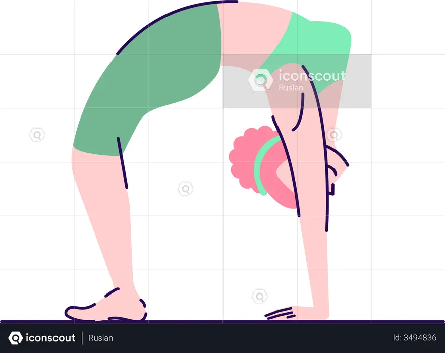 Woman in wheel pose  Illustration