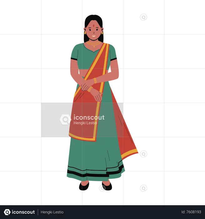 Woman Indian in traditional clothes  Illustration