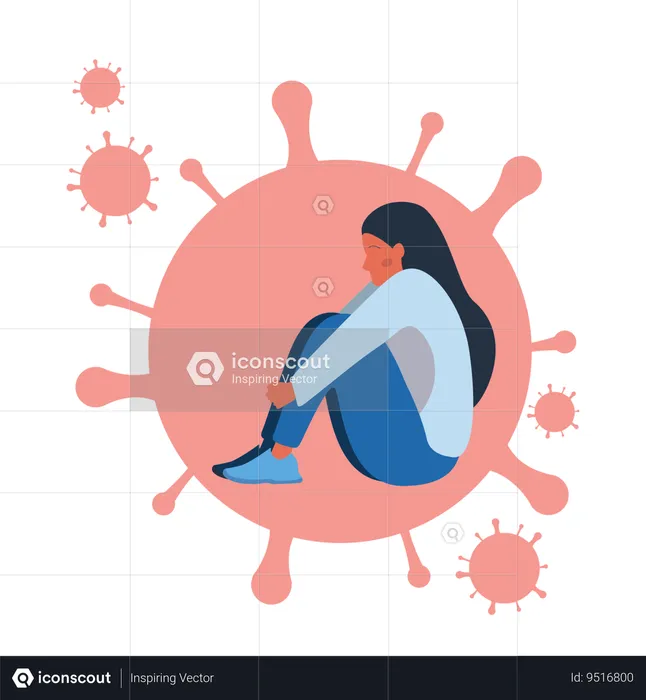 Woman infected to corona virus  Illustration