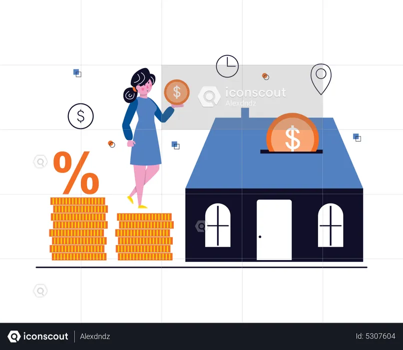 Woman Investing In Real Estate  Illustration