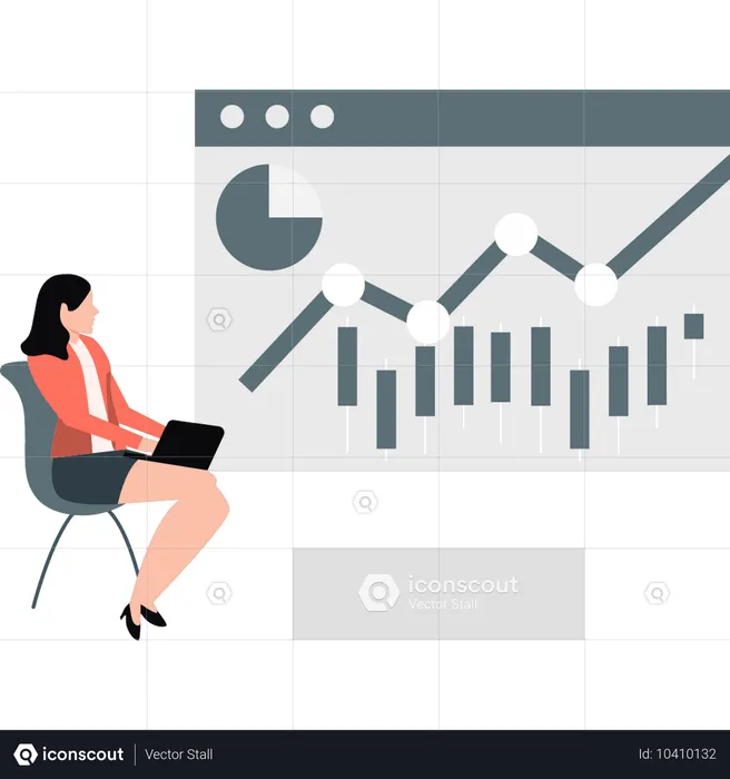 Woman investing money in stock market  Illustration