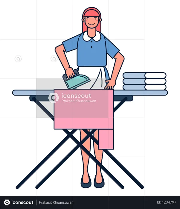 Woman ironing clothes  Illustration