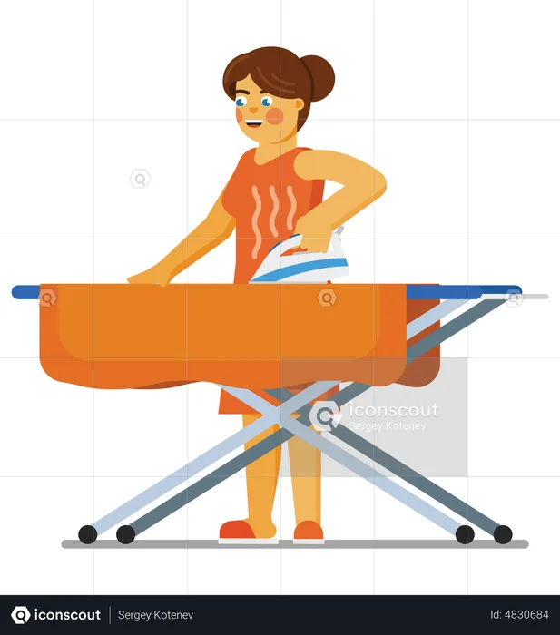 Woman ironing clothes  Illustration