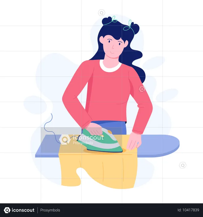 Woman Ironing clothes  Illustration