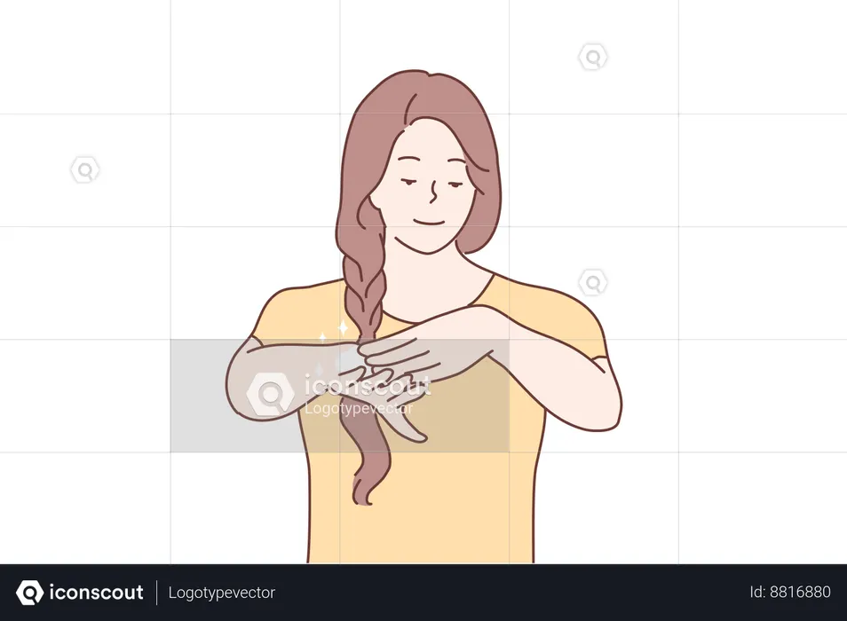 Woman is applying body cream  Illustration