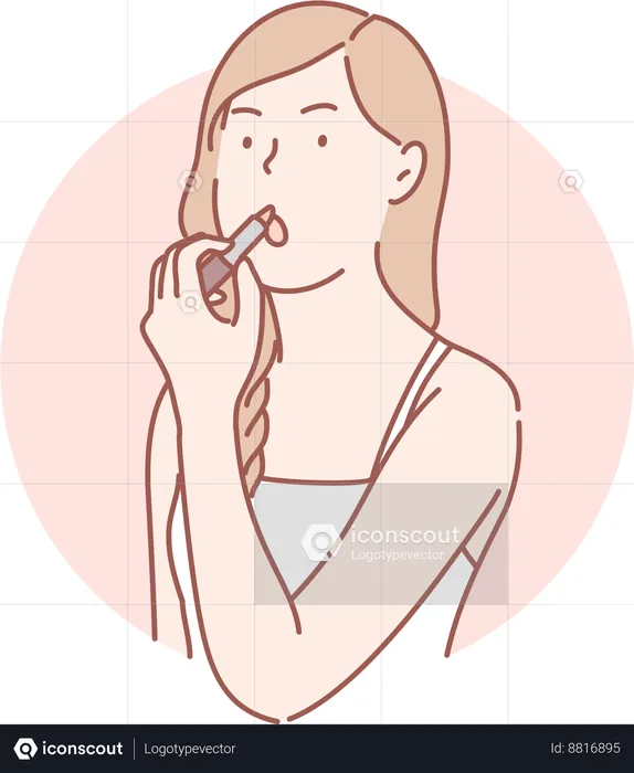 Woman is applying lipstick  Illustration