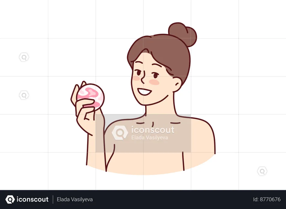 Woman is bathing with soap  Illustration