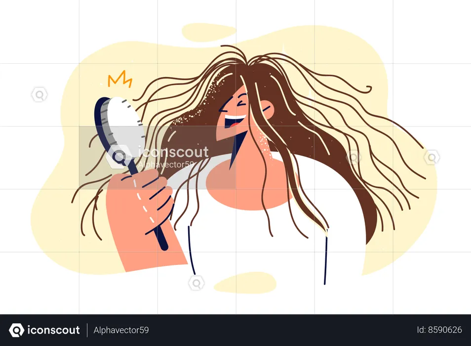 Woman is brushing her hair  Illustration