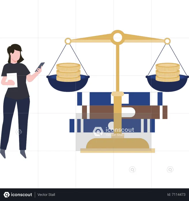 Woman is buying justice with money  Illustration