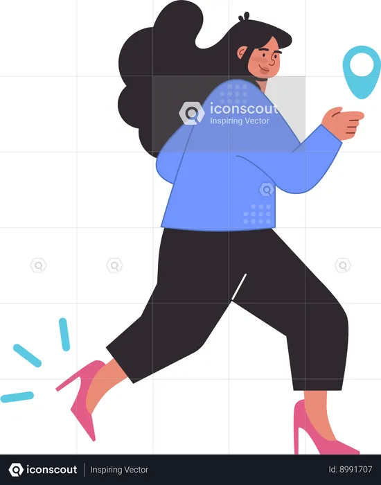 Woman is catching location  Illustration
