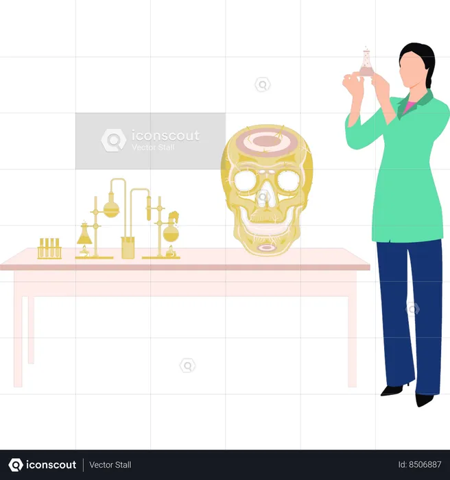 Woman is checking chemical in lab  Illustration