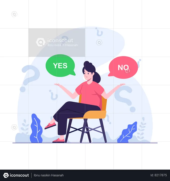Woman is confused in making decision  Illustration