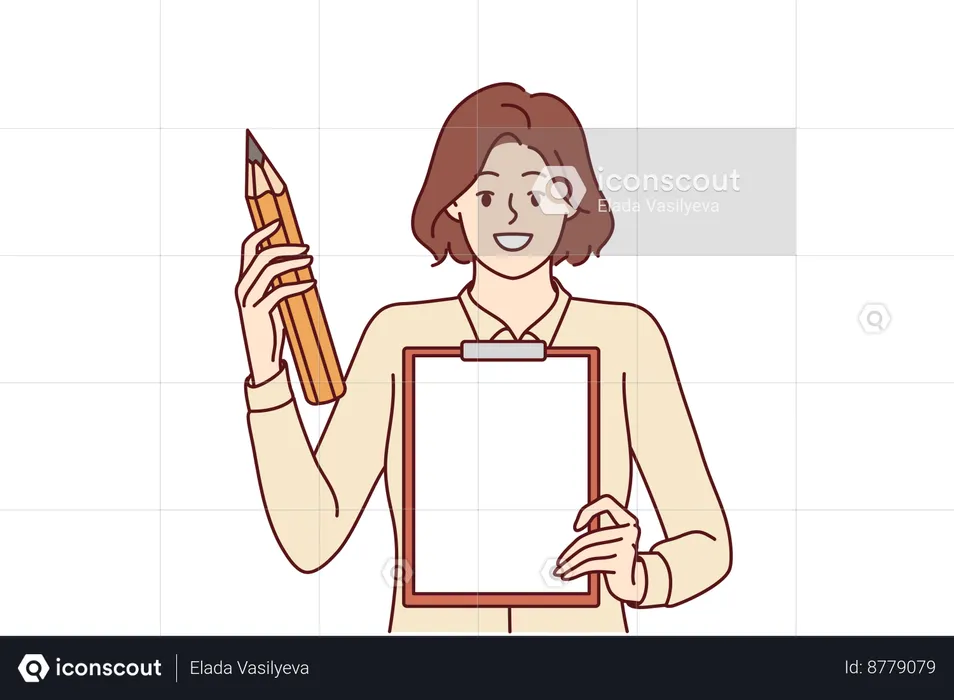 Woman is creating task list  Illustration