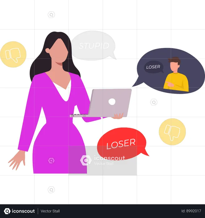 Woman is cyber bullied  Illustration